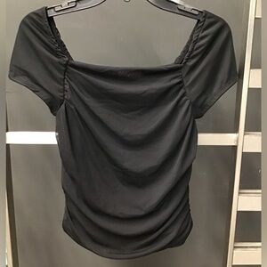 Ragdoll Black Ruched Fitted Blouse